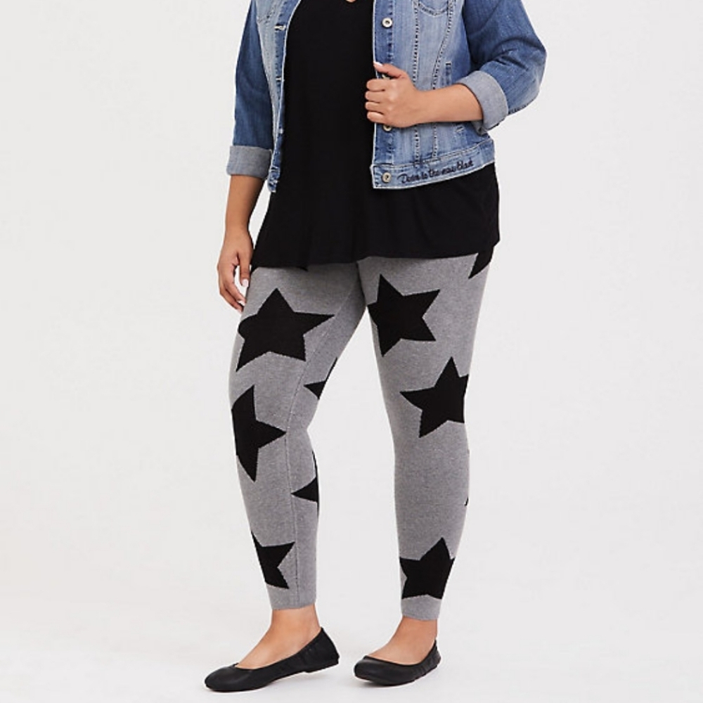 Torrid Gray Intarsia Star Leggings 🌟
